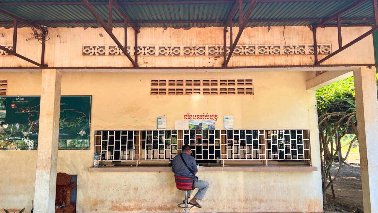 Kulen Mountain Ticket Payment Kiosk - Visitors Buying $20 Entry Tickets at Phnom Kulen Cambodia - JourneyCambodia.com