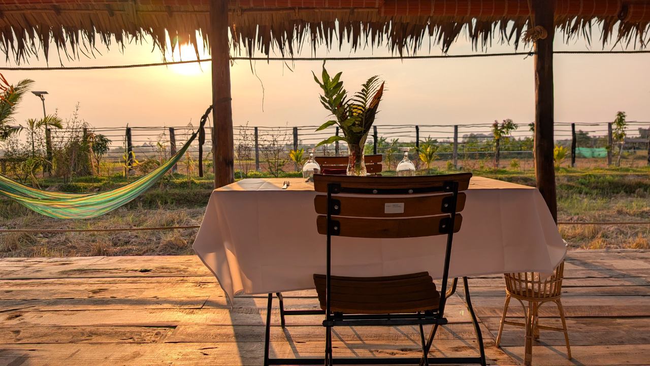 Sunset with Local Snacks at Baitang Siem Reap – Rice Field Views, Beer and Authentic Countryside Experience 2026